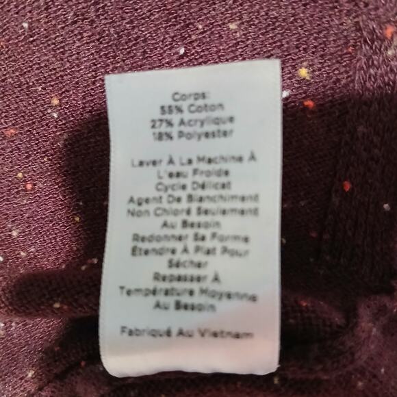 Talbots Med Maroon Multicolor Flecked V-Neck Sweater Cotton Blend Lightweight - Picture 16 of 16